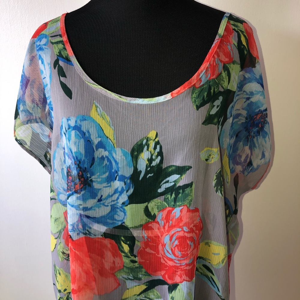 🛍️ New Route 66 Sheer Cold Shoulder Floral Top